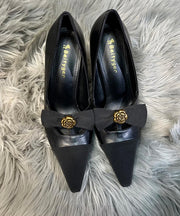 Stylish Black Bow Splicing Stiletto High Heels