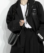 Stylish Black CrossBody Faux Leather Mini Chain Linked Bag