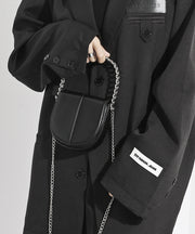 Stylish Black CrossBody Faux Leather Mini Chain Linked Bag
