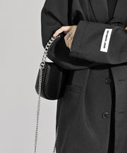 Stylish Black CrossBody Faux Leather Mini Chain Linked Bag