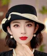 Stylish Black Floral Elegant Versatile Floppy Sun Hat
