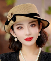 Stylish Black Floral Elegant Versatile Floppy Sun Hat