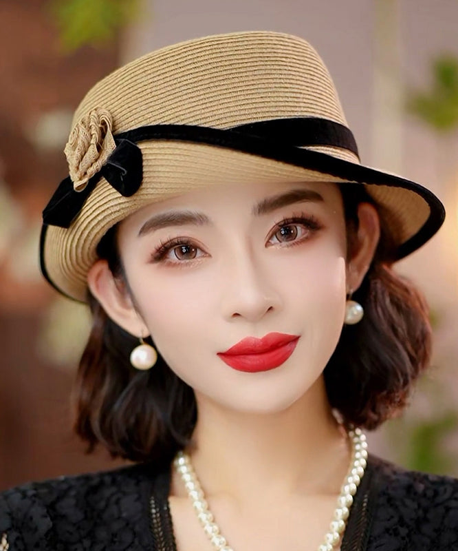 Stylish Black Floral Elegant Versatile Floppy Sun Hat