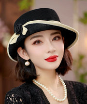 Stylish Black Floral Elegant Versatile Floppy Sun Hat