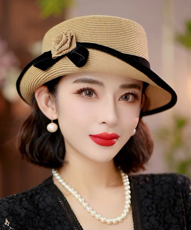 Stylish Black Floral Elegant Versatile Floppy Sun Hat