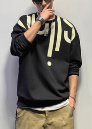 Stylish Black O Neck Print Cotton Men T Shirt Spring