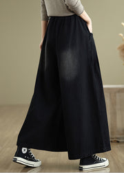 Stylish Black Oversized Denim Wide Leg Pants Summer