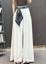 Stylish Black Pockets High Waist Spandex Wide Leg Pants Fall