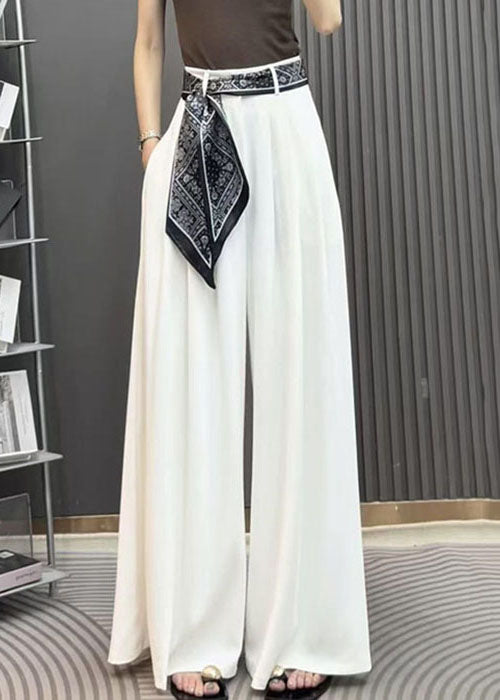 Stylish Black Pockets High Waist Spandex Wide Leg Pants Fall