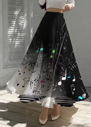 Stylish Black Tie Dye Draping Chiffon Skirt Summer