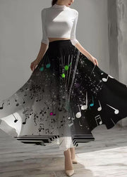Stylish Black Tie Dye Draping Chiffon Skirt Summer