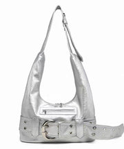 Stylish Black Zippered Solid Durable Faux Leather Shoulder Bags