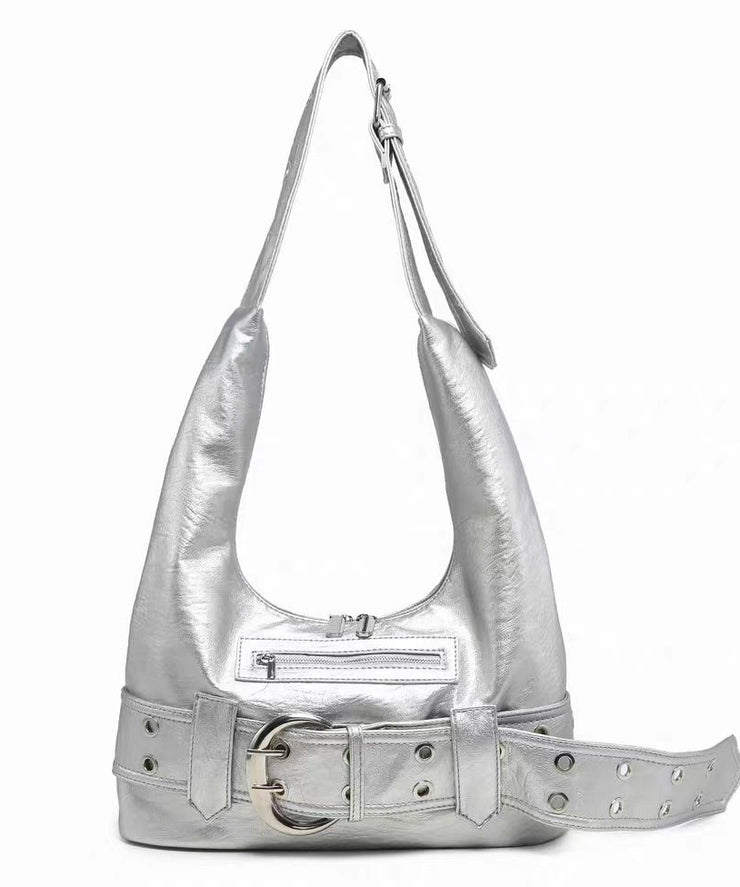 Stylish Black Zippered Solid Durable Faux Leather Shoulder Bags