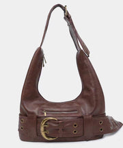 Stylish Black Zippered Solid Durable Faux Leather Shoulder Bags
