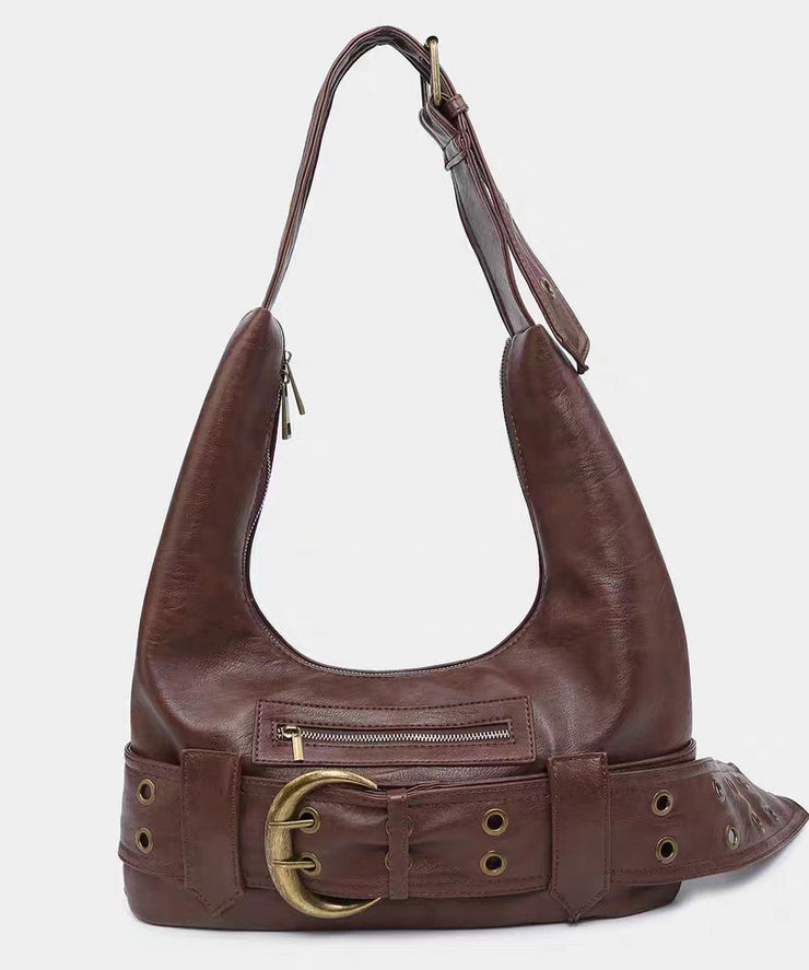 Stylish Black Zippered Solid Durable Faux Leather Shoulder Bags