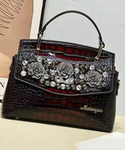 Stylish Black Zircon Calf Leather Micro Bag