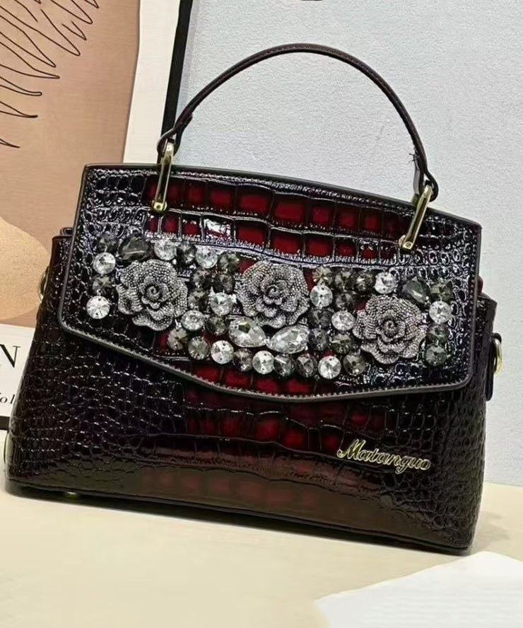 Stylish Black Zircon Calf Leather Micro Bag