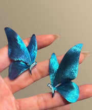 Stylish Blue Copper Alloy Zircon Butterfly Stud Earrings