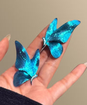 Stylish Blue Copper Alloy Zircon Butterfly Stud Earrings