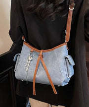Stylish Blue Faux Leather Versatile CrossBody Bag