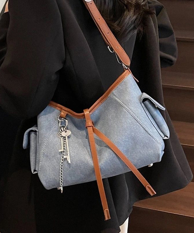 Stylish Blue Faux Leather Versatile CrossBody Bag