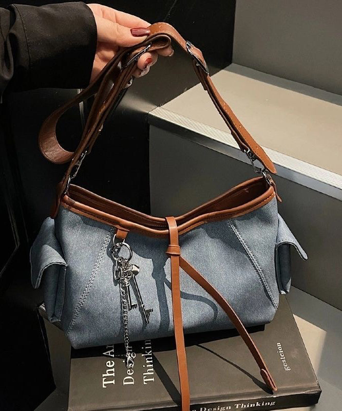 Stylish Blue Faux Leather Versatile CrossBody Bag