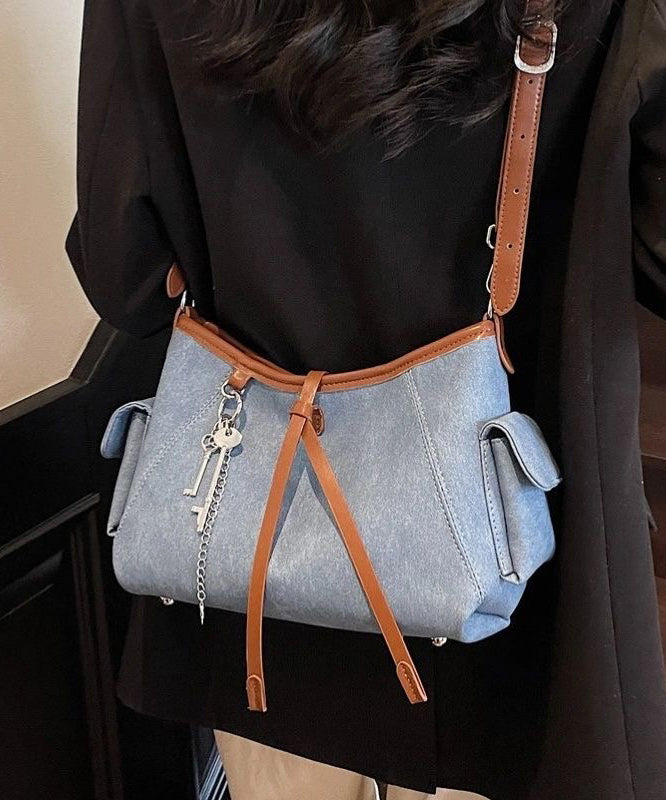 Stylish Blue Faux Leather Versatile CrossBody Bag
