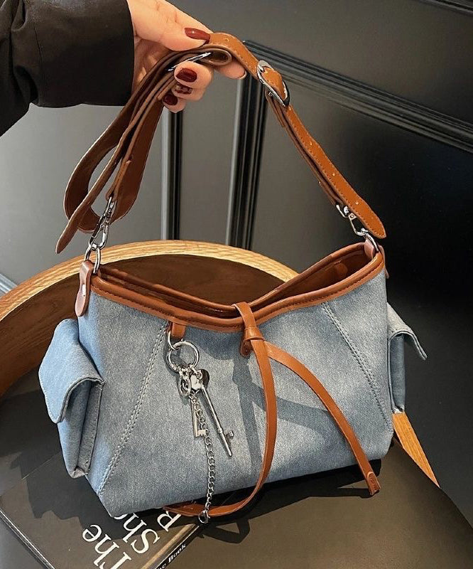 Stylish Blue Faux Leather Versatile CrossBody Bag