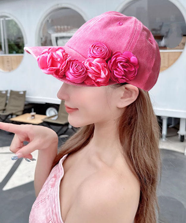 Stylish Blue Floral Decorated Denim Baseball Cap Hat