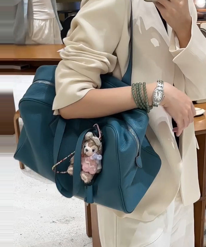 Stylish Blue Large Capacity Leather Shoulder Bags