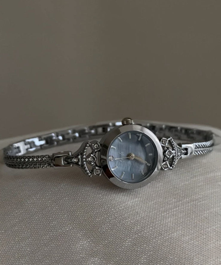Stylish Blue Stainless Steel Tempered Glass Quartz Movement Watches