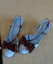 Stylish Blue Suede Bow Cross Strap Splicing Sandals