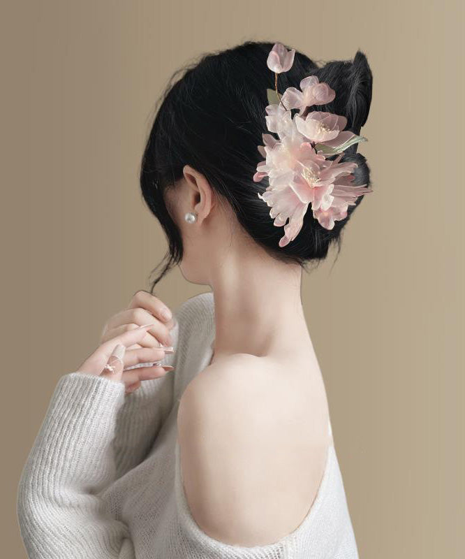 Stylish Blue Tulle Alloy Floral Hairpin
