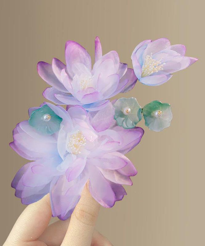 Stylish Blue Tulle Alloy Floral Hairpin