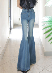 Stylish Blue Tummy Control Denim Bell-bottom Trousers Fall