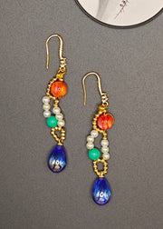 Stylish Blue Water Droplet Gem Stone Drop Earrings
