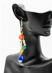 Stylish Blue Water Droplet Gem Stone Drop Earrings
