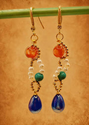 Stylish Blue Water Droplet Gem Stone Drop Earrings