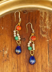 Stylish Blue Water Droplet Gem Stone Drop Earrings