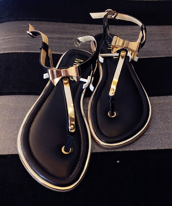 Stylish Bow Splicing Flip Flops Beige Faux Leather