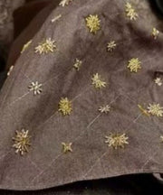 Stylish Brown Embroidered Large Capacity Cotton Clutch Bag