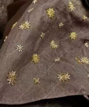 Stylish Brown Embroidered Large Capacity Cotton Clutch Bag