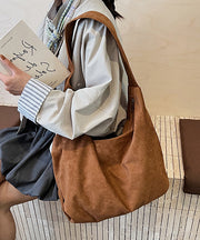Stylish Brown Faux Suede Large Capacity Shoulder Bag