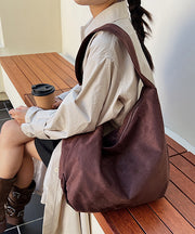 Stylish Brown Faux Suede Large Capacity Shoulder Bag
