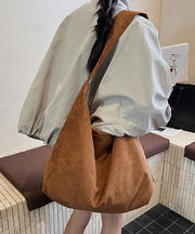 Stylish Brown Faux Suede Large Capacity Shoulder Bag