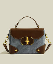 Stylish Brown Solid Durable Canvas Patchwork Faux Leather Mini Bag
