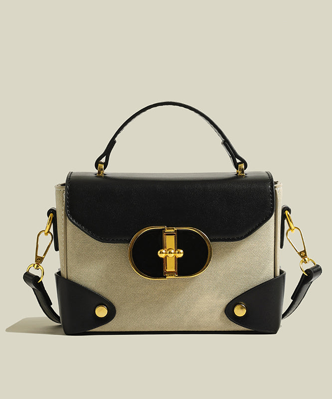 Stylish Brown Solid Durable Canvas Patchwork Faux Leather Mini Bag