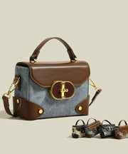 Stylish Brown Solid Durable Canvas Patchwork Faux Leather Mini Bag