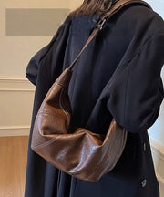 Stylish Brown Solid Durable Faux Leather Versatile Women Handbags