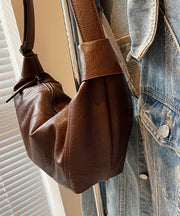 Stylish Brown Solid Durable Faux Leather Versatile Women Handbags